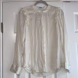 Express Cream Pleated Mandarin Collar Blouse